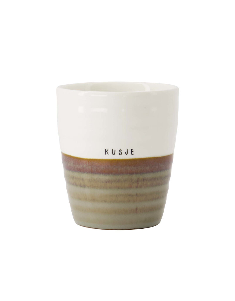 Zusss Koffiemok 'kusje' grijsblauw/wit
