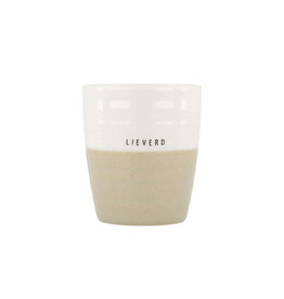 Zusss Koffiemok 'Lieverd' wit/zand