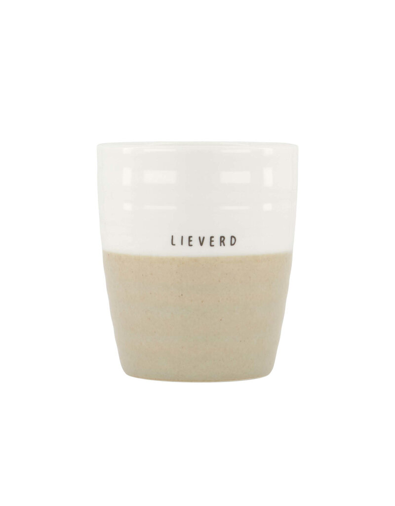 Zusss Koffiemok 'Lieverd' wit/zand