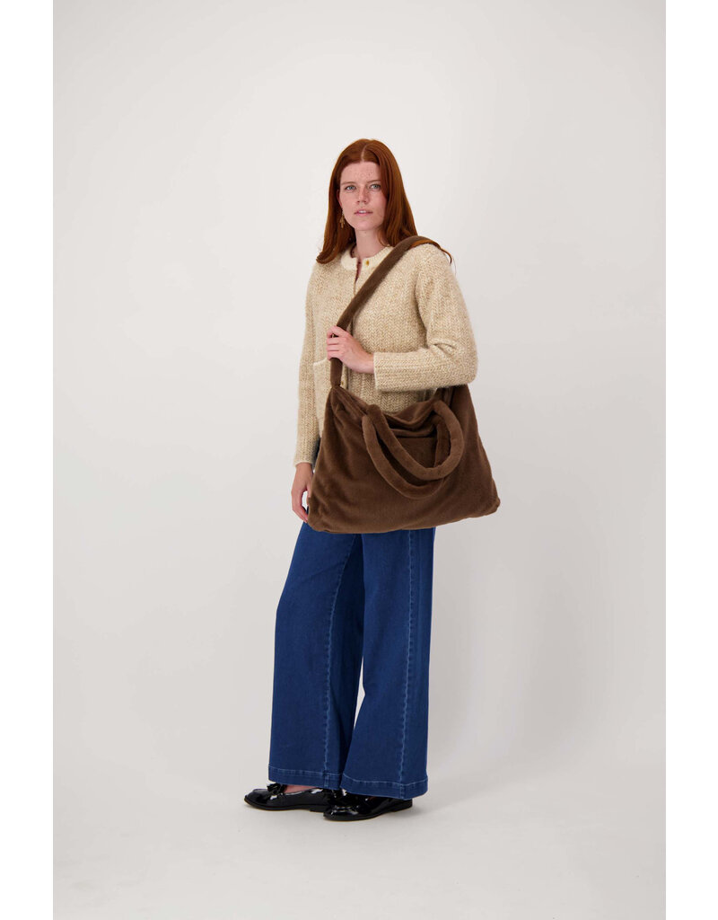 Zusss Shopper van faux fur - chocoladebruin