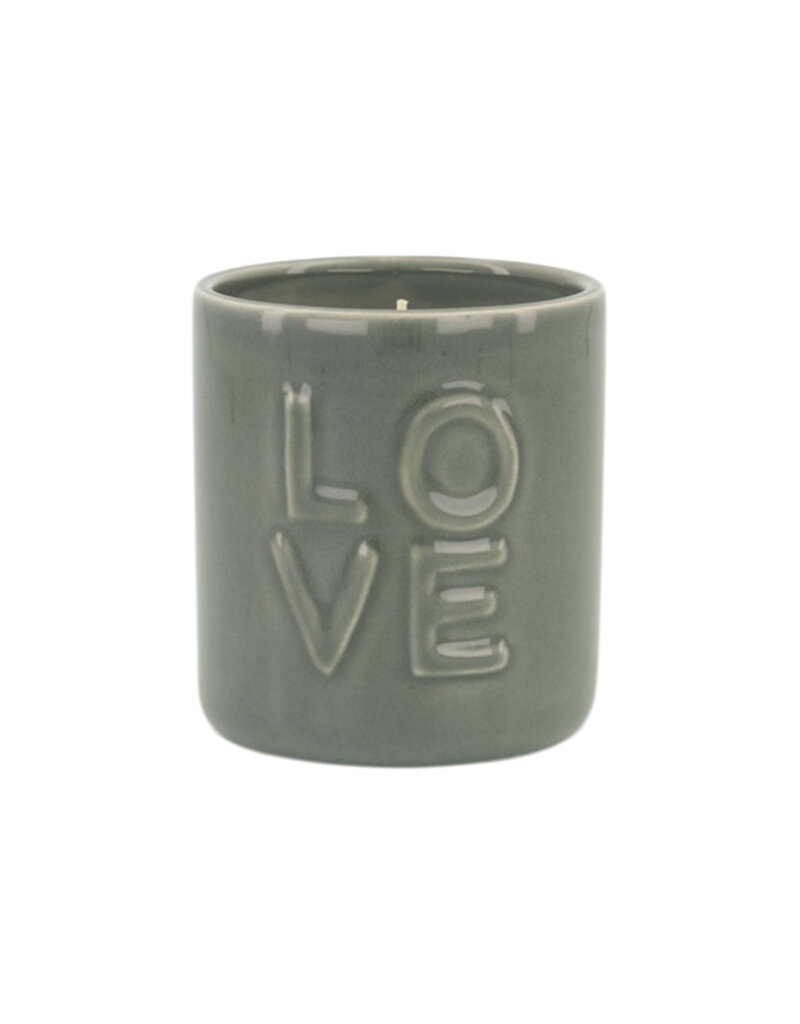 Zusss Geurkaars keramiek - 'Love' - groen