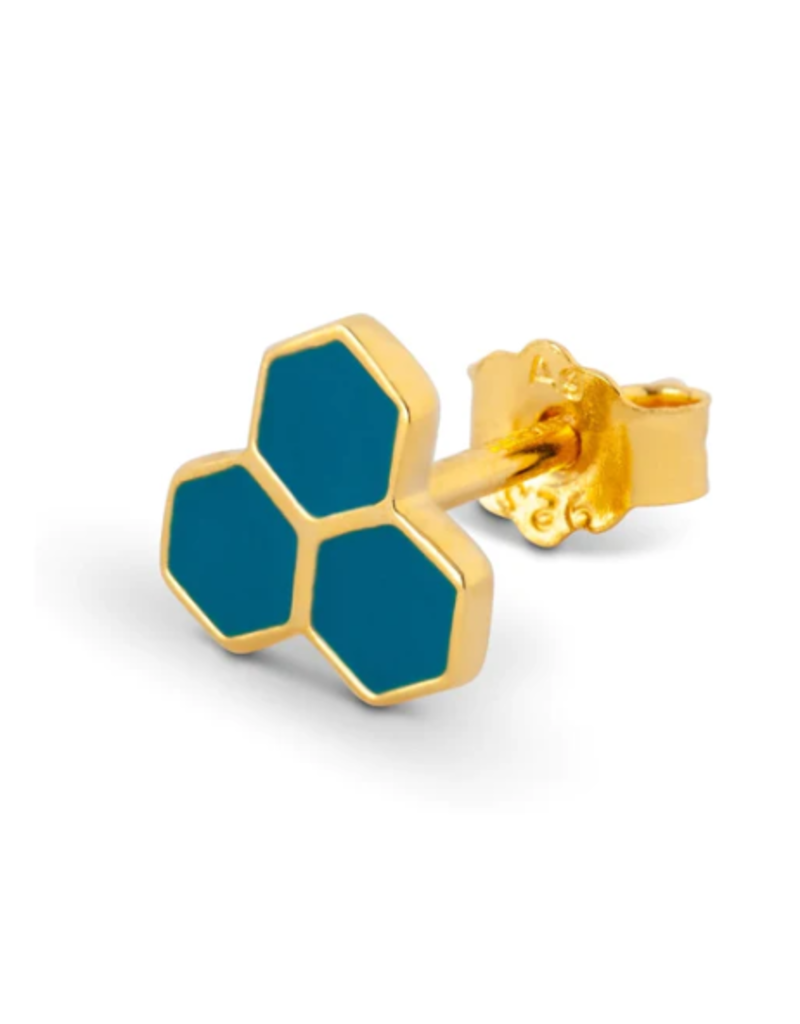 Lulu Copenhagen Oorsteker Honey large - petrol - 1 st