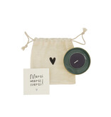 Zusss Theelichthouder metaal in zakje 'merci' - grijsblauw