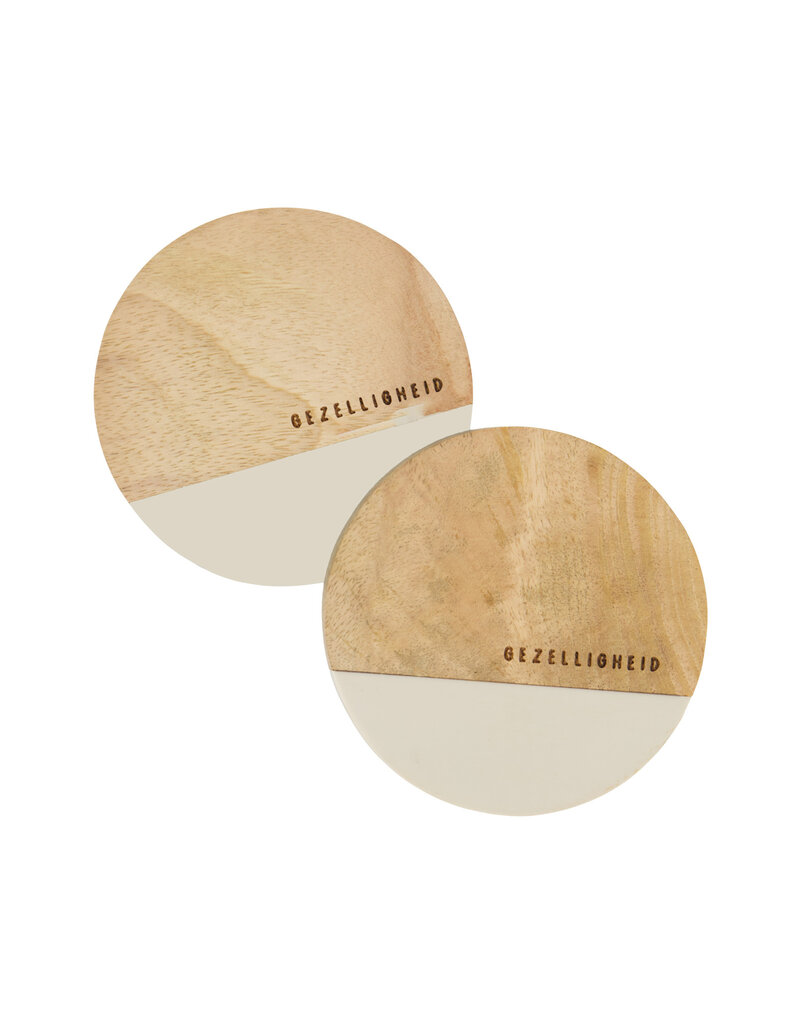Zusss Set van 2 onderzetters in hout 'Gezelligheid'