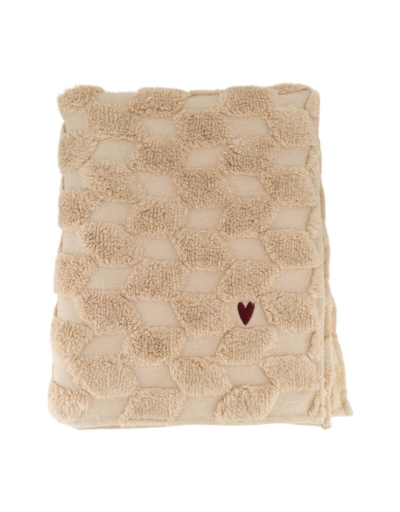 Zusss Plaid met hartje - zand