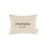 Zusss Kussen corduroy 'Stapelgek op jou'  35x25cm zand/antracietgrijs