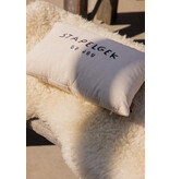Zusss Kussen corduroy 'Stapelgek op jou'  35x25cm zand/antracietgrijs