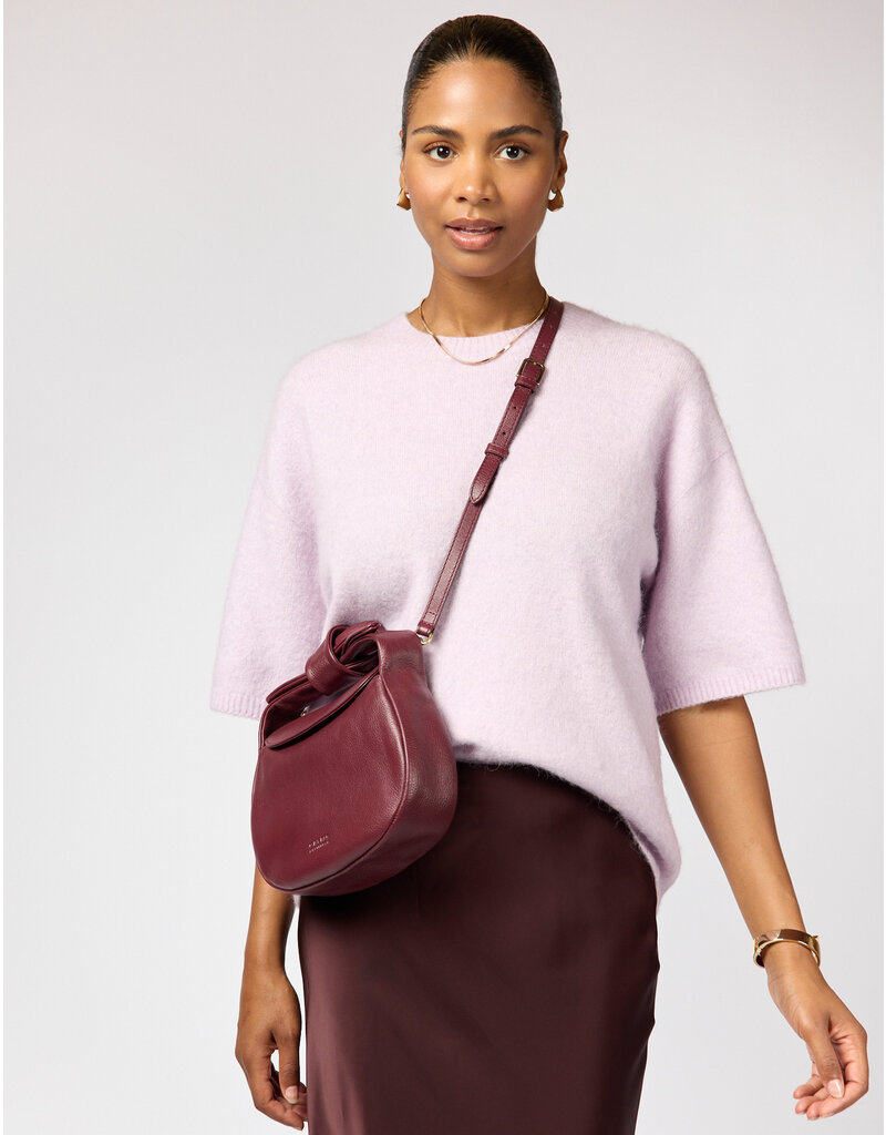 O MY BAG Coco Croissant - Dark Cherry soft grain leather