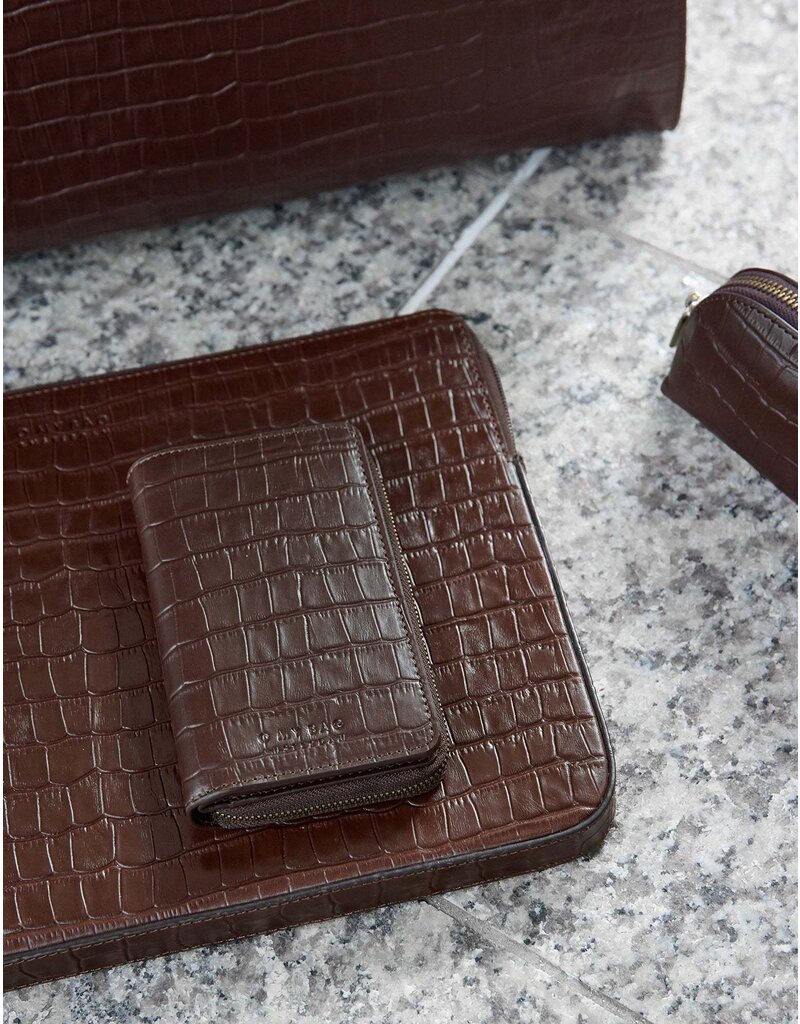 O MY BAG Portemonnee Jett - chocolate croco leather