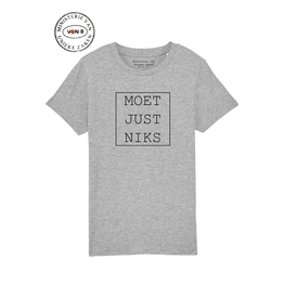 Ministerie van Unieke Zaken T-shirt kind - 'Moet just niks' - grijs