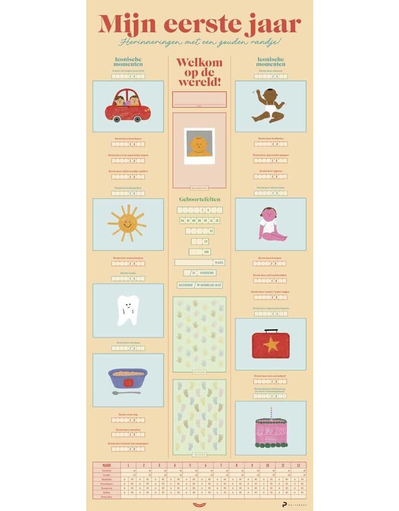 Stratier Poster - woordzoeker-  Mijn eerste jaar - mijn mijlpalen