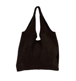 Zusss Suede schoudertas - chocoladebruin