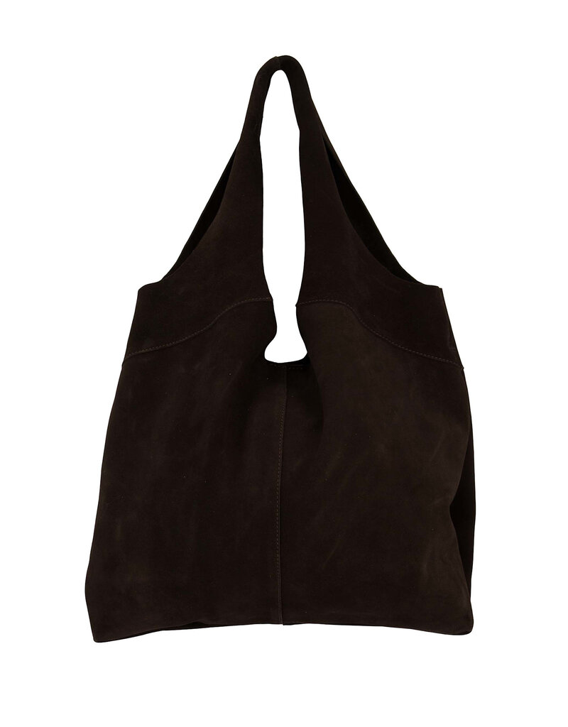 Zusss Suede schoudertas - chocoladebruin