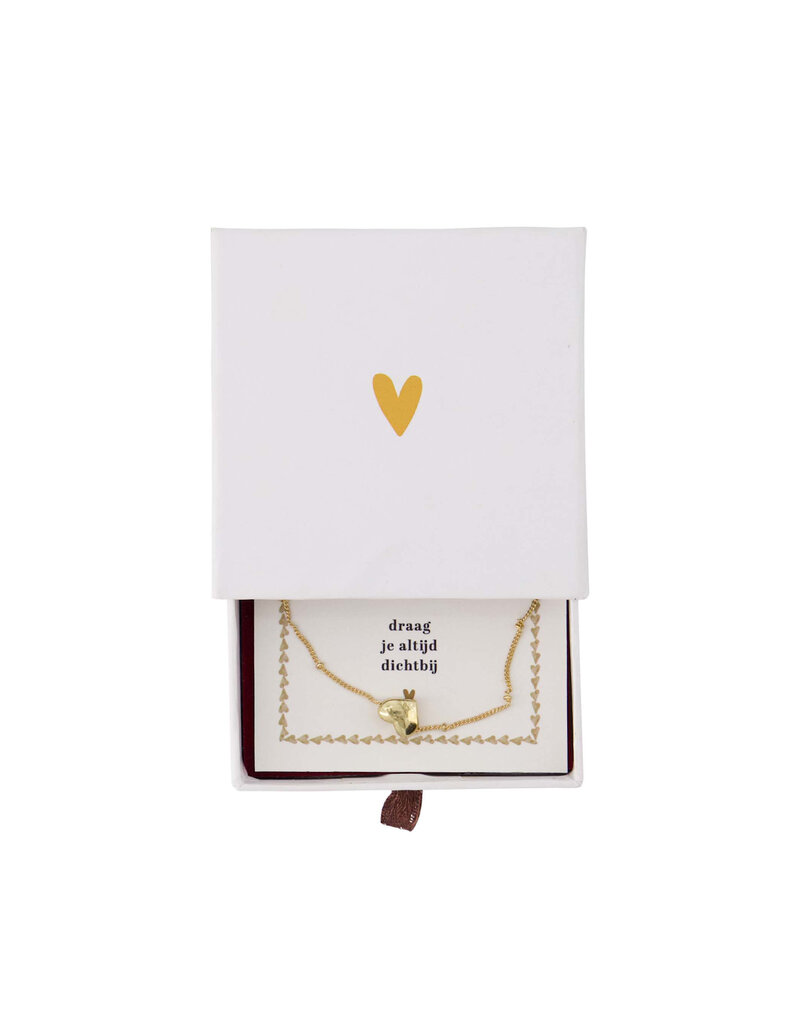 Zusss Ketting met hartje in schuifdoosje 'wat je in je hart bewaart...'