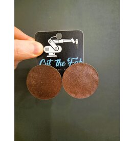 Cut the Fab Oorsteker - upcycled leather - dark red -40 mm