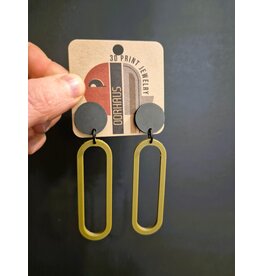 Cut the Fab Oorsteker 3D print duo--color 'dot - ellips' -zwart-khaki