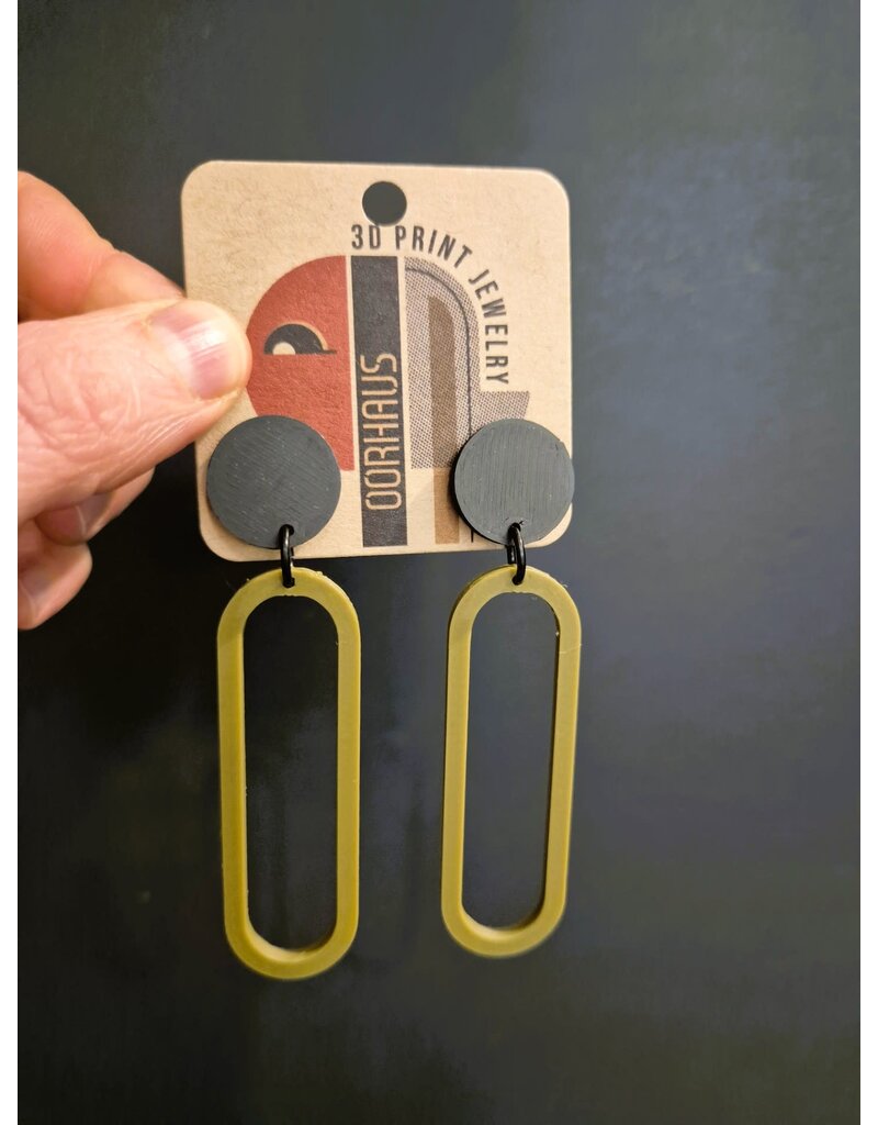 Cut the Fab Oorsteker 3D print duo--color 'dot - ellips' -zwart-khaki
