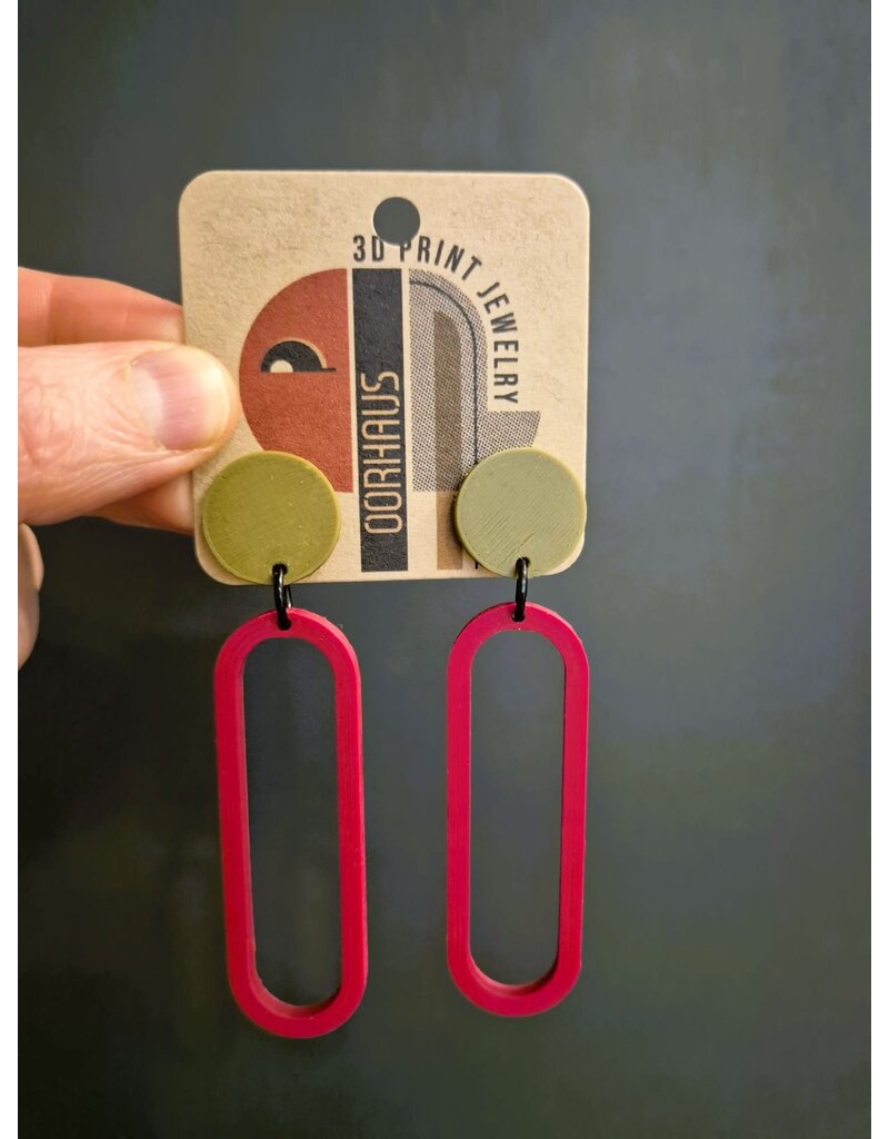 Cut the Fab Oorsteker 3D print duo--color 'dot-ellips' - Khaki - bordeaux