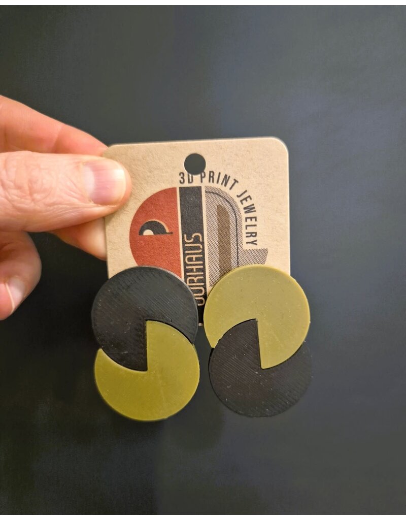 Cut the Fab Oorsteker 3D print duo--color zwart-khaki