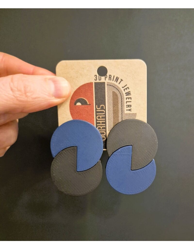Cut the Fab Oorsteker 3D print duo--zwart-donkerblauw
