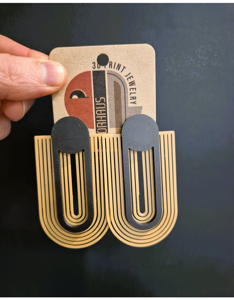 Cut the Fab Oorsteker 3D print duo--color 'U' - zwart - zand