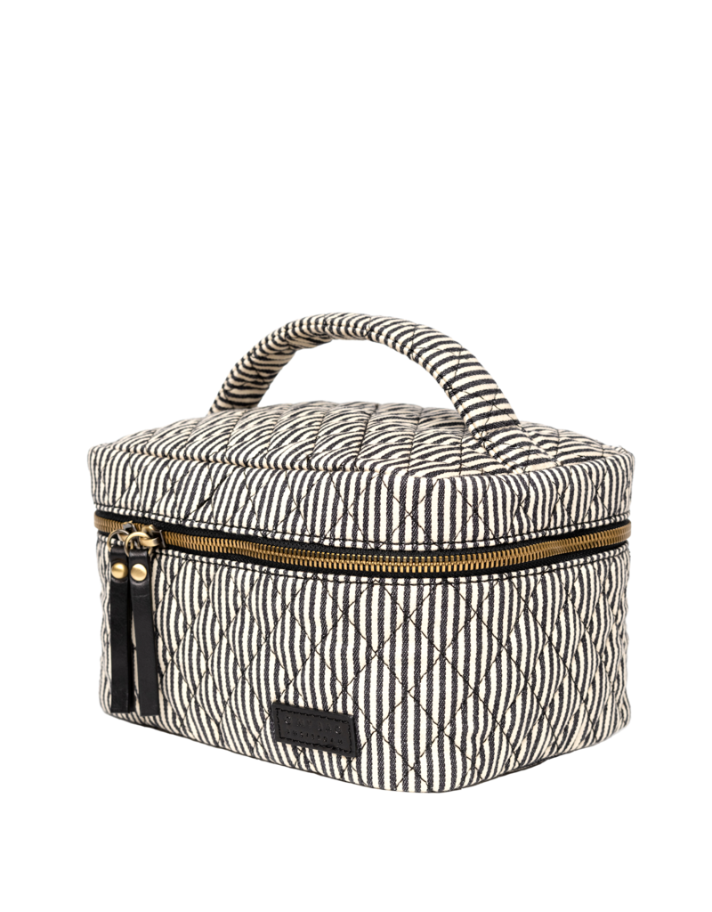 O MY BAG Elise make-up bag - Cotton /black classic leather