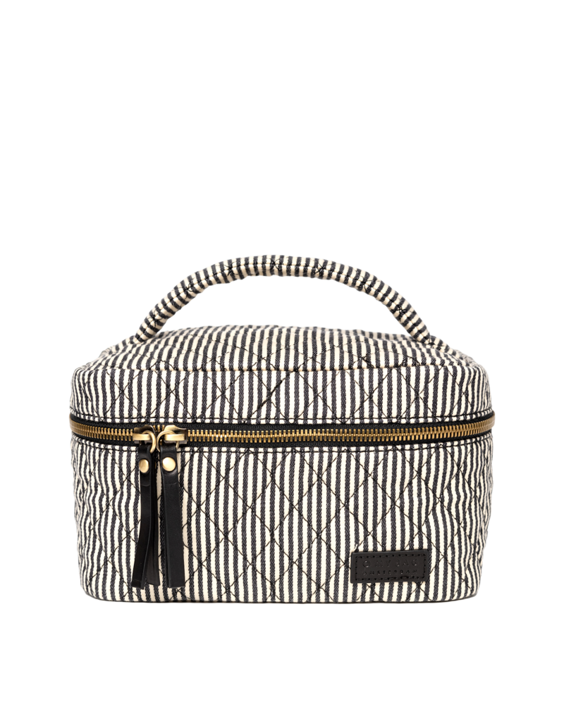 O MY BAG Elise make-up bag - Cotton /black classic leather