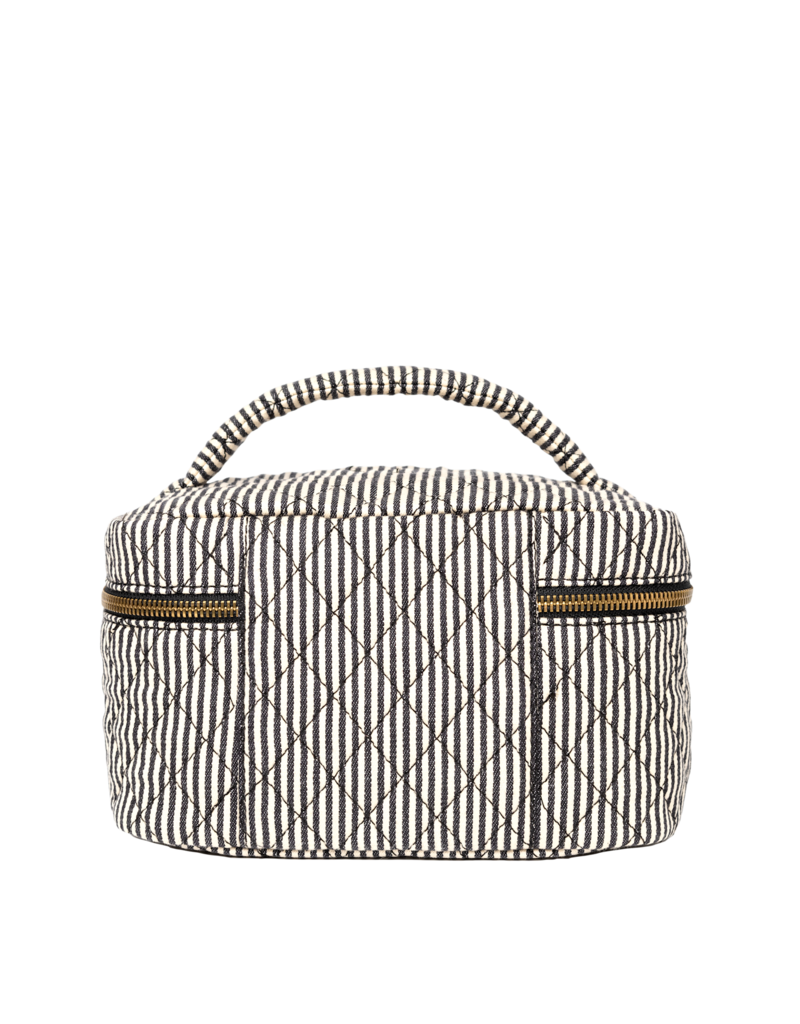 O MY BAG Elise make-up bag - Cotton /black classic leather