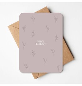 Buro Allure Wenskaart  - Happy Birthday - bloemetjes
