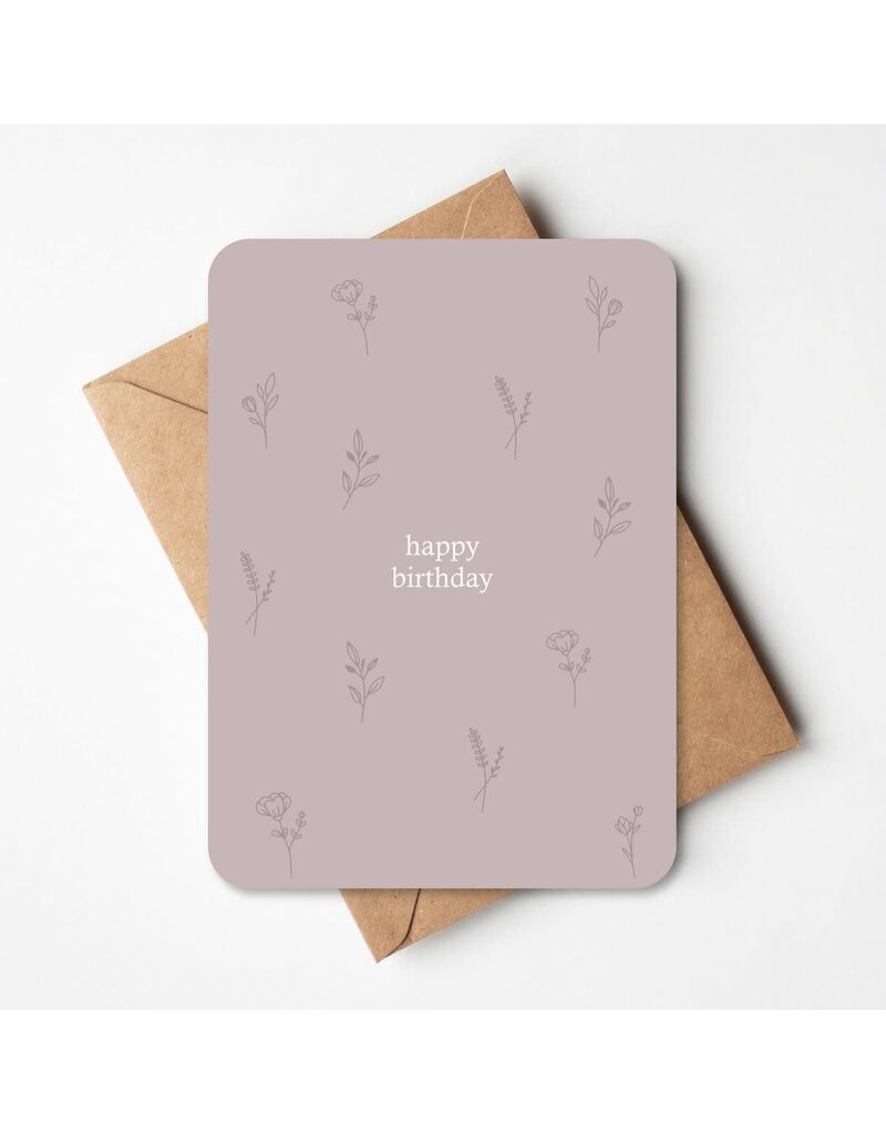Buro Allure Wenskaart  - Happy Birthday - bloemetjes