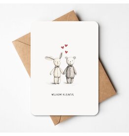 Buro Allure Wenskaart  - Welkom kleintje - knuffels