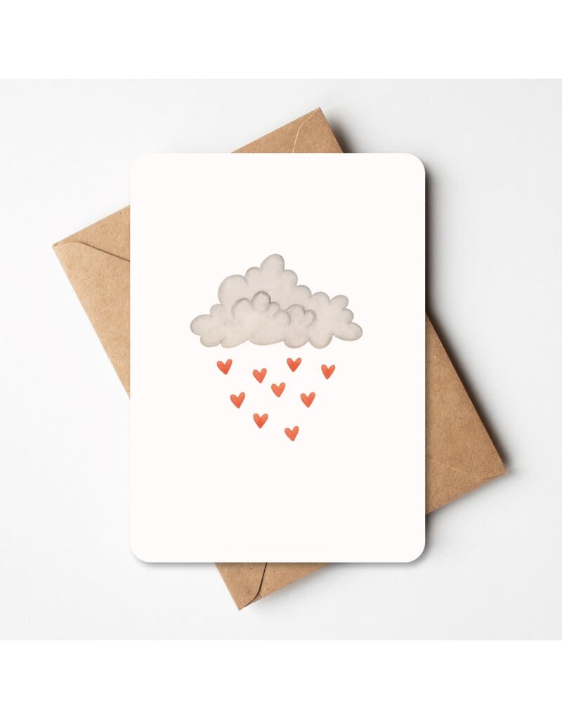 Buro Allure Wenskaart  -Wolk met hartjes