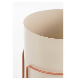 Mica Decorations Collins Bloempot op standaard - H33 x Ø22 cm - Metaal - Off-white -perzik