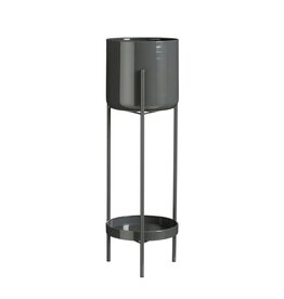 Mica Decorations Colyn Bloempot op standaard - H60 x Ø19 cm - IJzer - Zwart