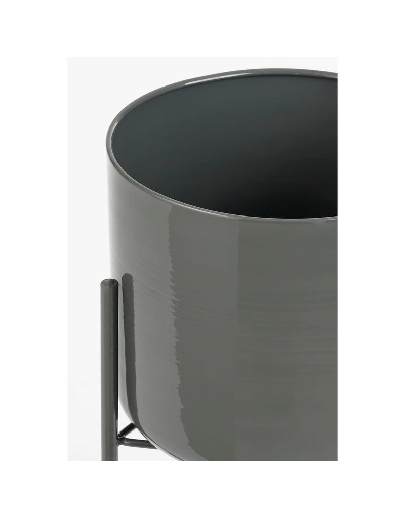 Mica Decorations Colyn Bloempot op standaard - H60 x Ø19 cm - IJzer - Zwart