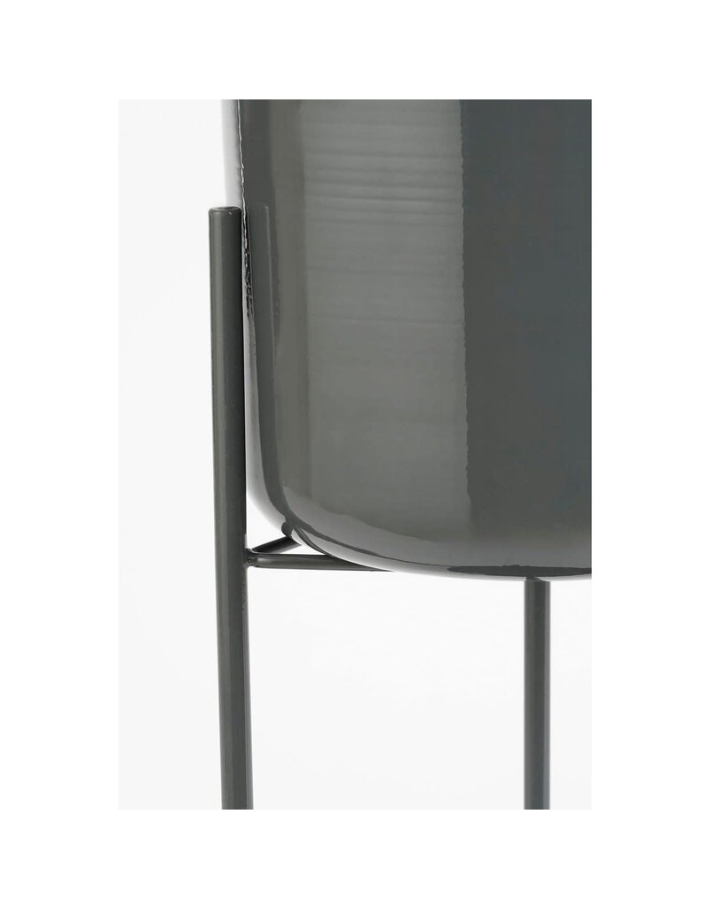 Mica Decorations Colyn Bloempot op standaard - H60 x Ø19 cm - IJzer - Zwart