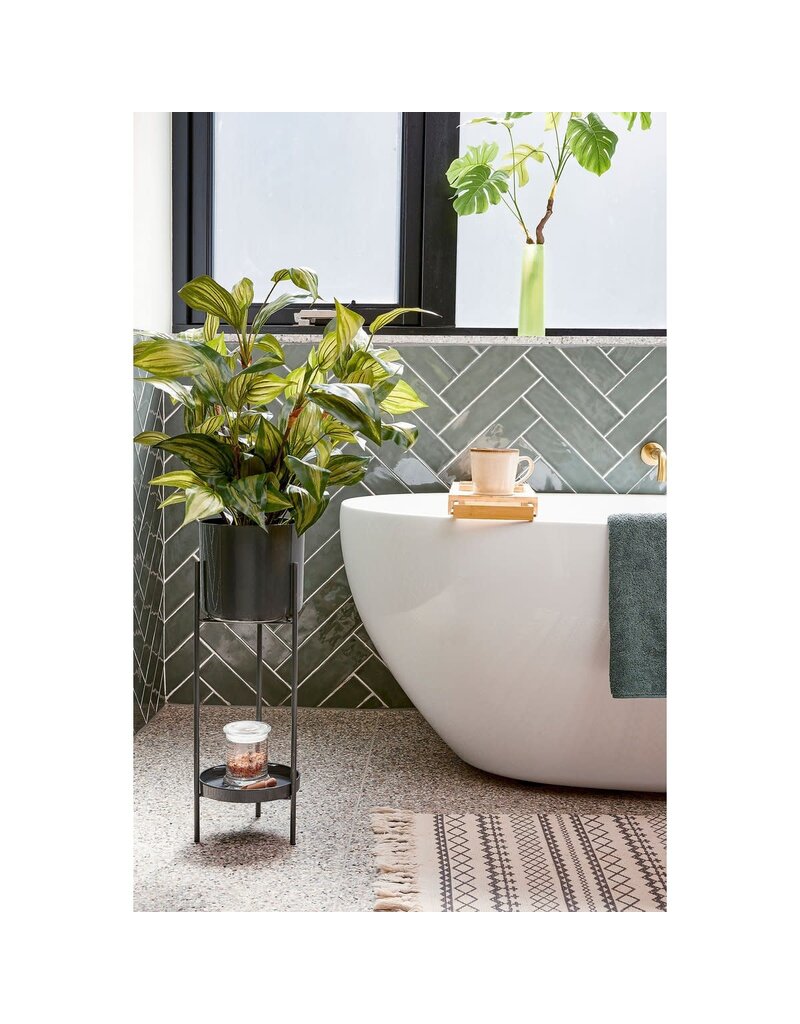 Mica Decorations Colyn Bloempot op standaard - H60 x Ø19 cm - IJzer - Zwart