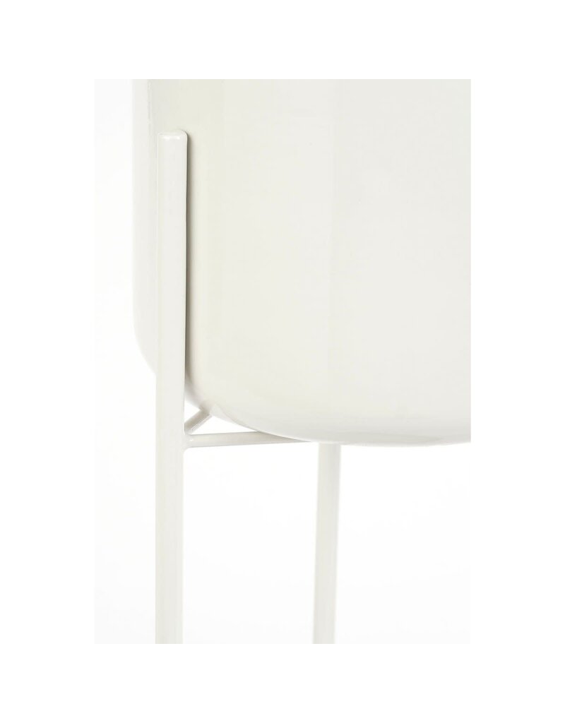 Mica Decorations Colyn Bloempot op standaard - H60 x Ø19 cm - IJzer - Wit