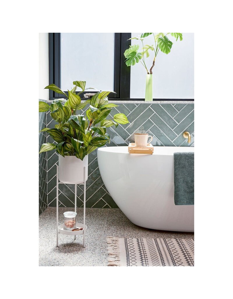 Mica Decorations Colyn Bloempot op standaard - H60 x Ø19 cm - IJzer - Wit