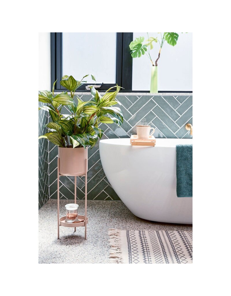 Mica Decorations Colyn Bloempot op standaard - H60 x Ø19 cm - IJzer -Lichtroze