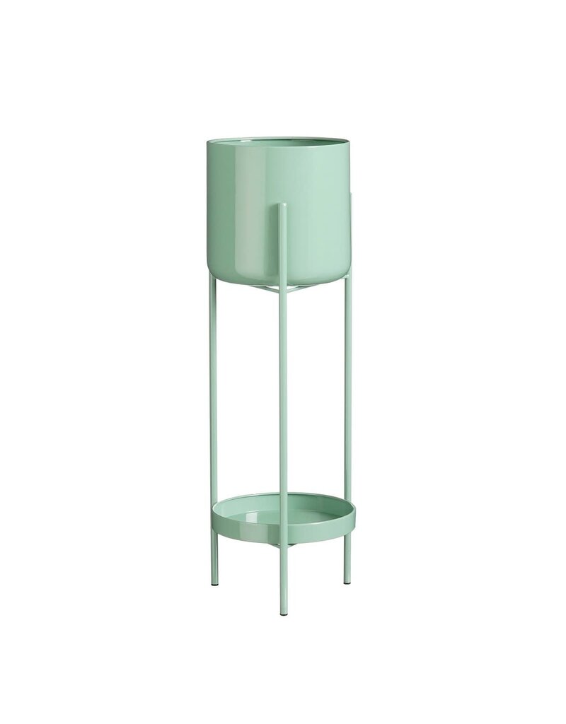 Mica Decorations Colyn Bloempot op standaard - H60 x Ø19 cm - IJzer -Mintgroen