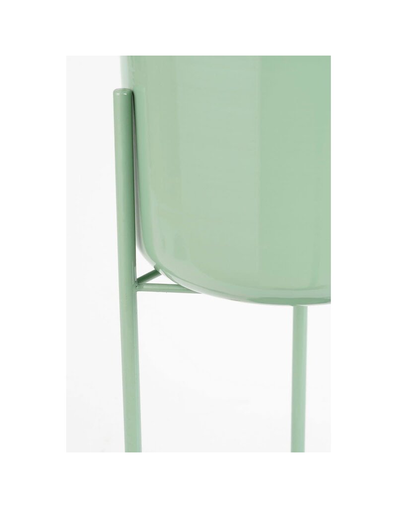 Mica Decorations Colyn Bloempot op standaard - H60 x Ø19 cm - IJzer -Mintgroen