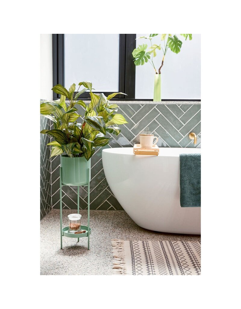 Mica Decorations Colyn Bloempot op standaard - H60 x Ø19 cm - IJzer -Mintgroen