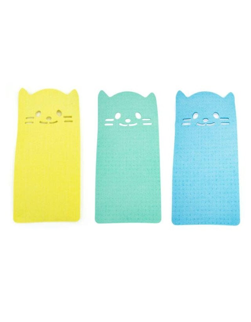kikkerland Set van  3 herbruikbare vaatdoeken - katjes