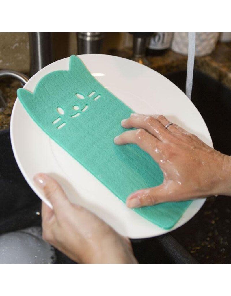 kikkerland Set van  3 herbruikbare vaatdoeken - katjes