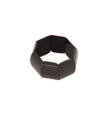 Zusss Brede elastieken kralen armband - chocoladebruin