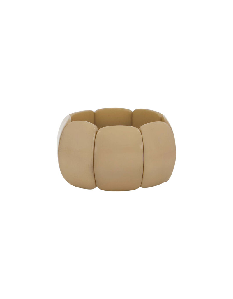 Zusss Brede elastieken kralen armband - humus