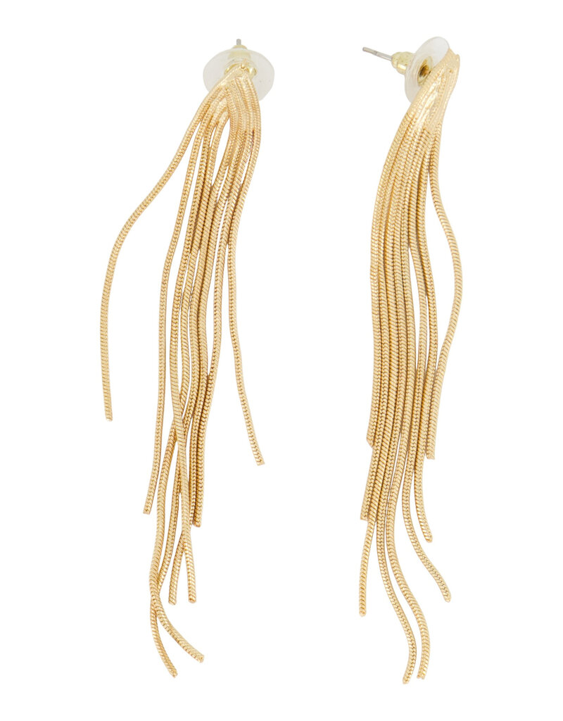 Zusss Lange oorbellen met visgraat structuur (goud)