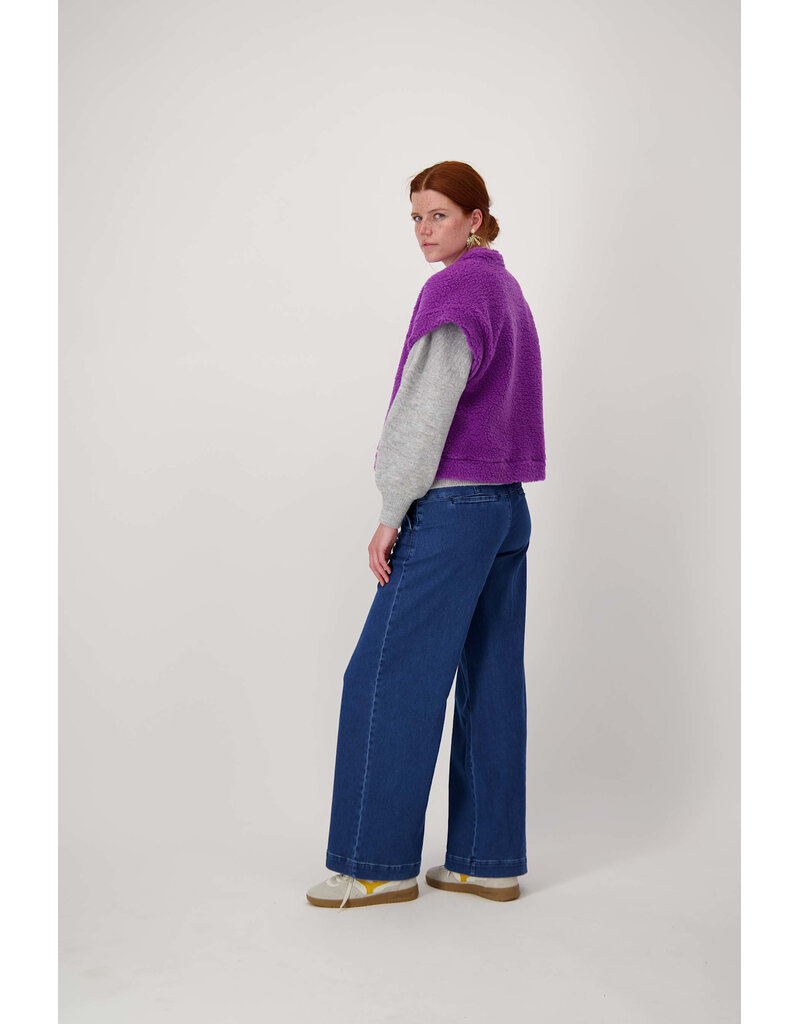 Zusss Teddy gilet kort - mid purple