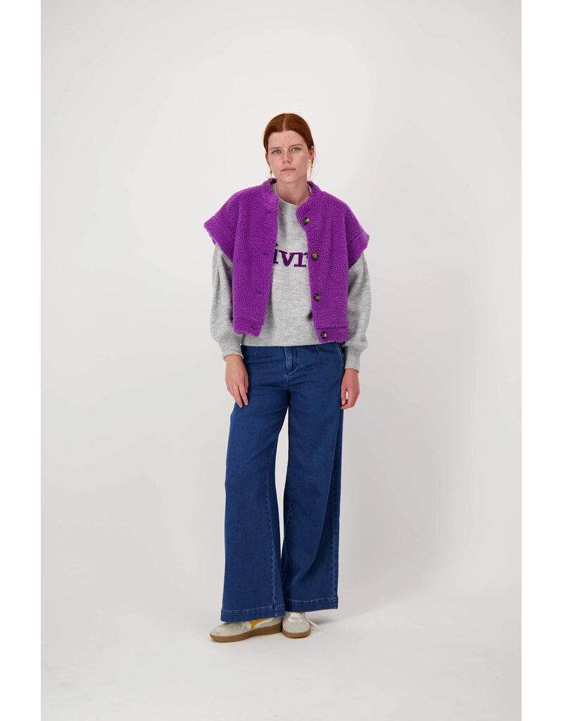 Zusss Teddy gilet kort - mid purple